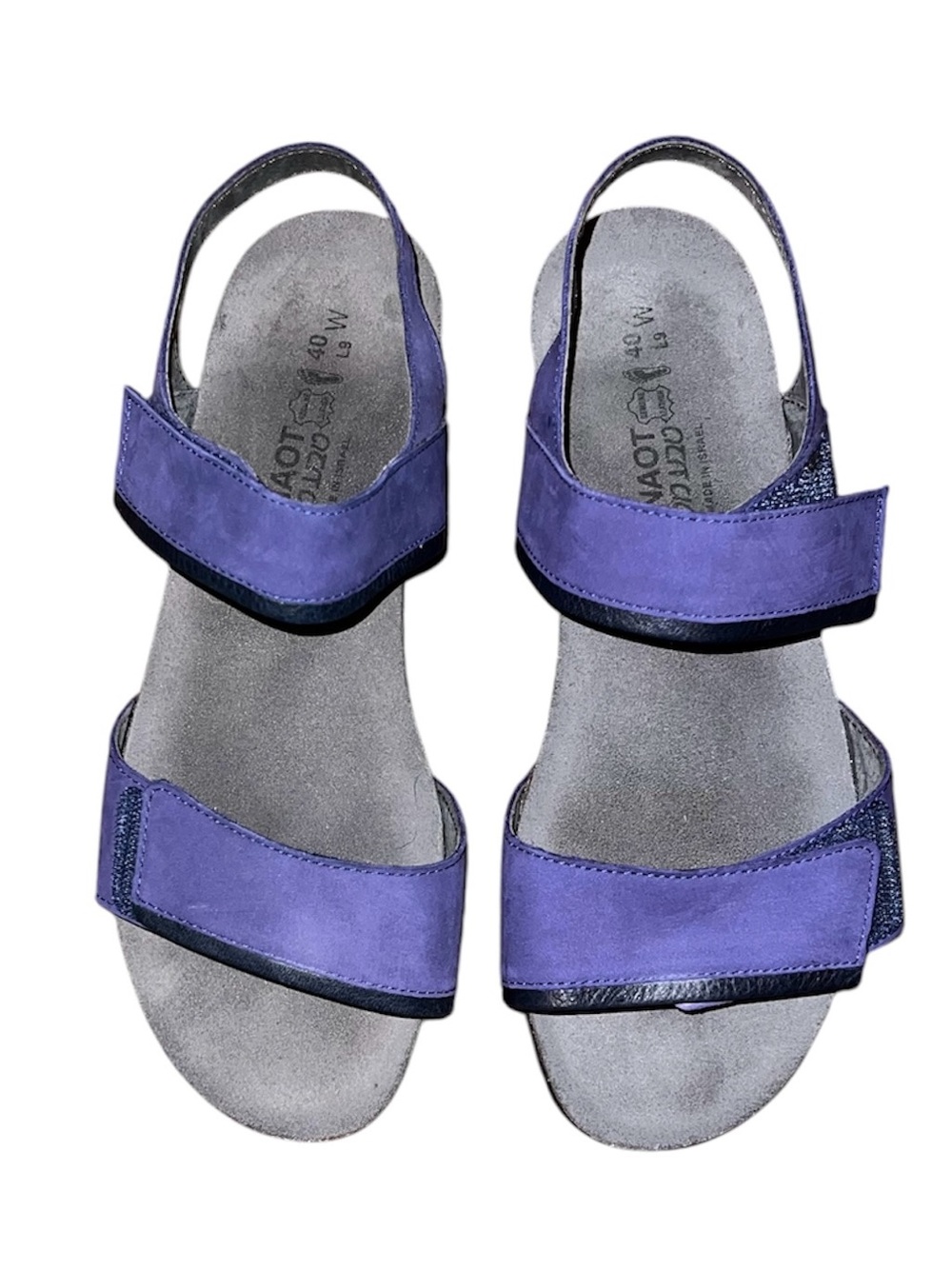 Naot Leather Two-Strap Slingback Sandals with  Velcro closures